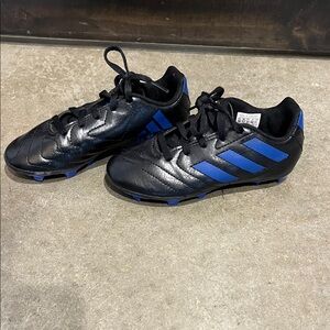 Kids Adidas Black and Blue Soccer Cleats